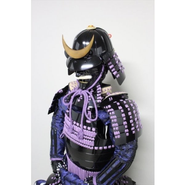 画像6: 6【O-056】紫糸威胸取黒桶側二枚胴具足  (6)