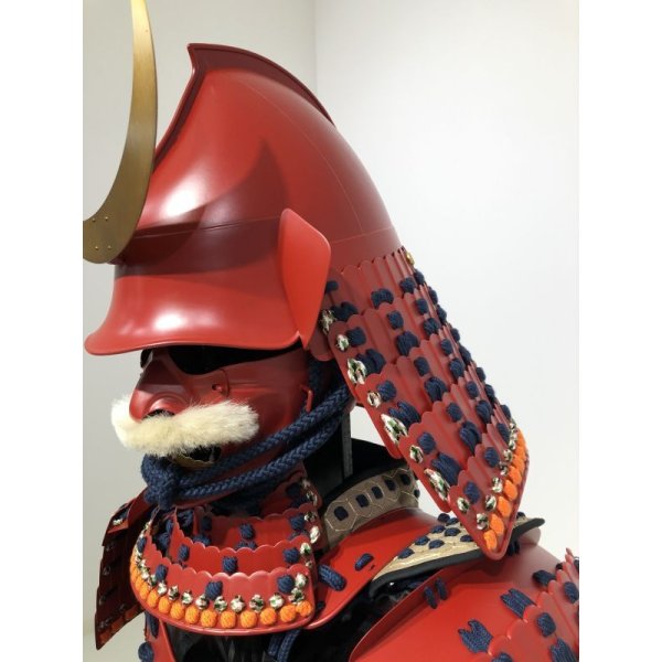 画像10: 2【O-079】濃紺糸威赤艶消鋲綴二枚胴具足（桃形兜) (10)