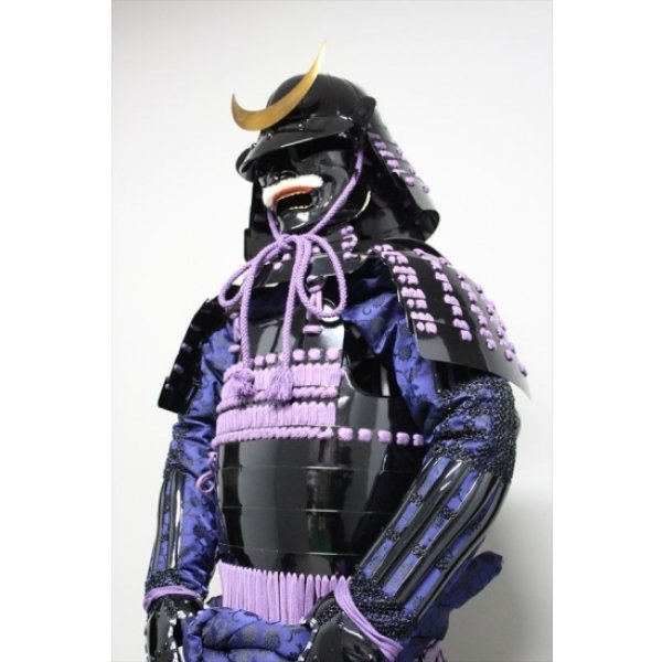 画像7: 6【O-056】紫糸威胸取黒桶側二枚胴具足  (7)